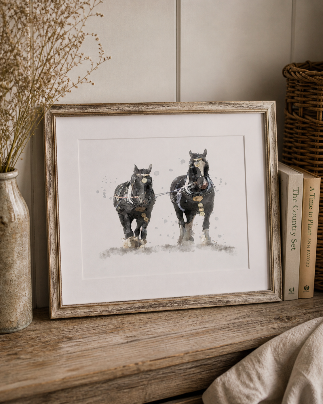 ''Work Mates''  Vintage Shire Horses - Florence & Lavender