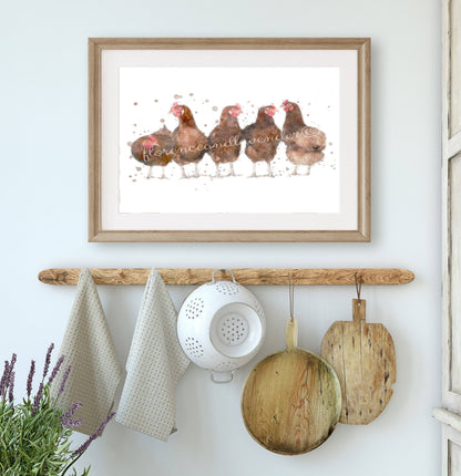 'A Mothers Meeting' Chicken Print - Florence & Lavender