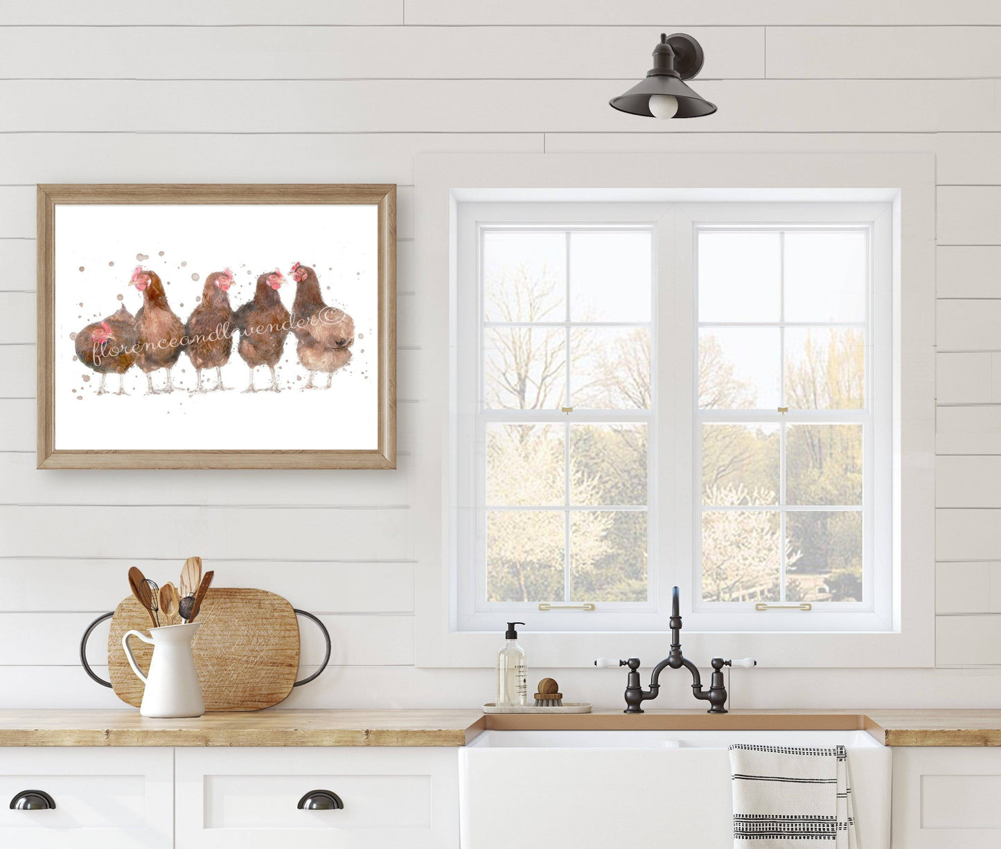 'A Mothers Meeting' Chicken Print - Florence & Lavender