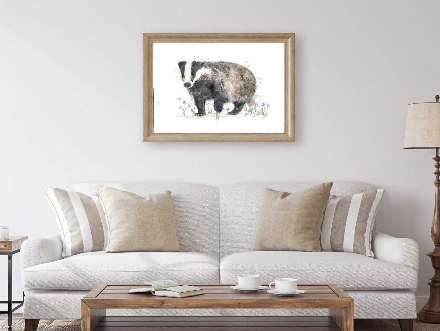 'Beatrix' Watercolour Badger Print - Florence & Lavender