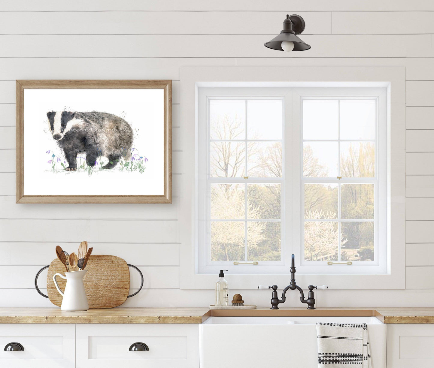 'Beatrix' Watercolour Badger Print - Florence & Lavender