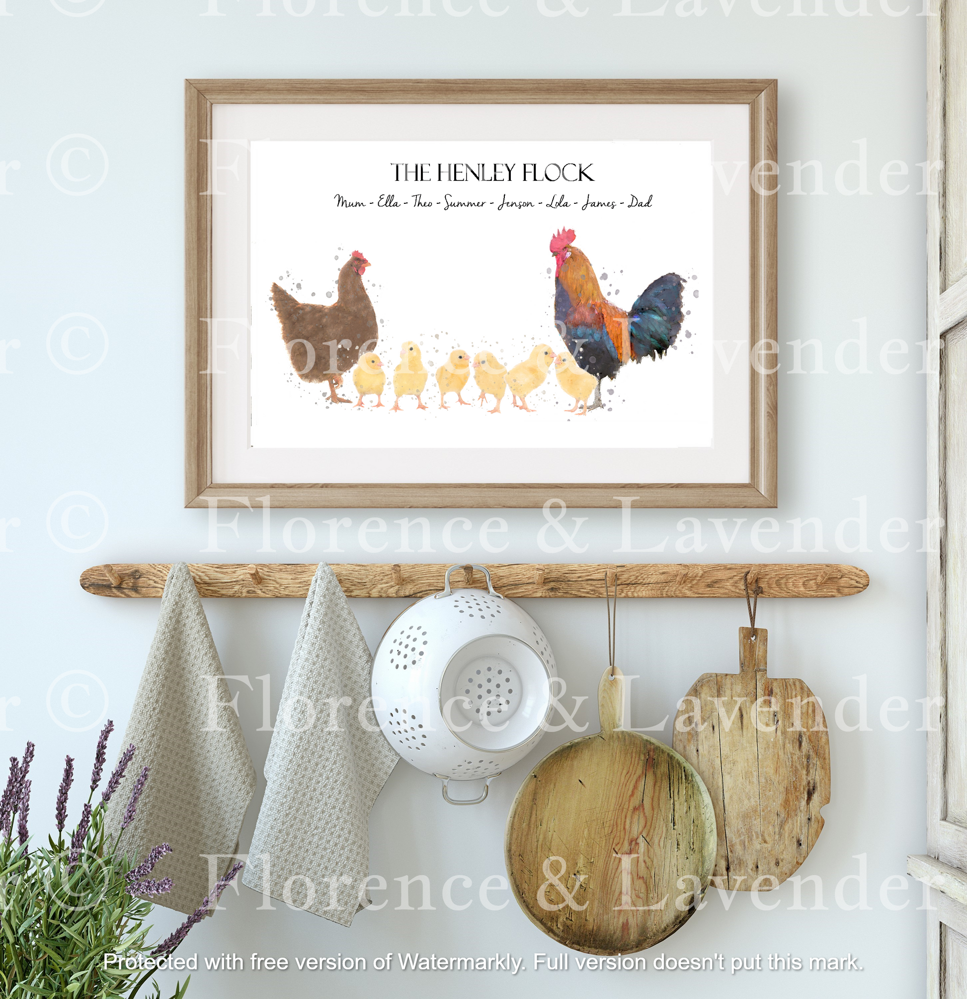 Personalised Chicken Family Print - Florence & Lavender