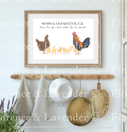 Personalised Chicken Family Print - Florence & Lavender