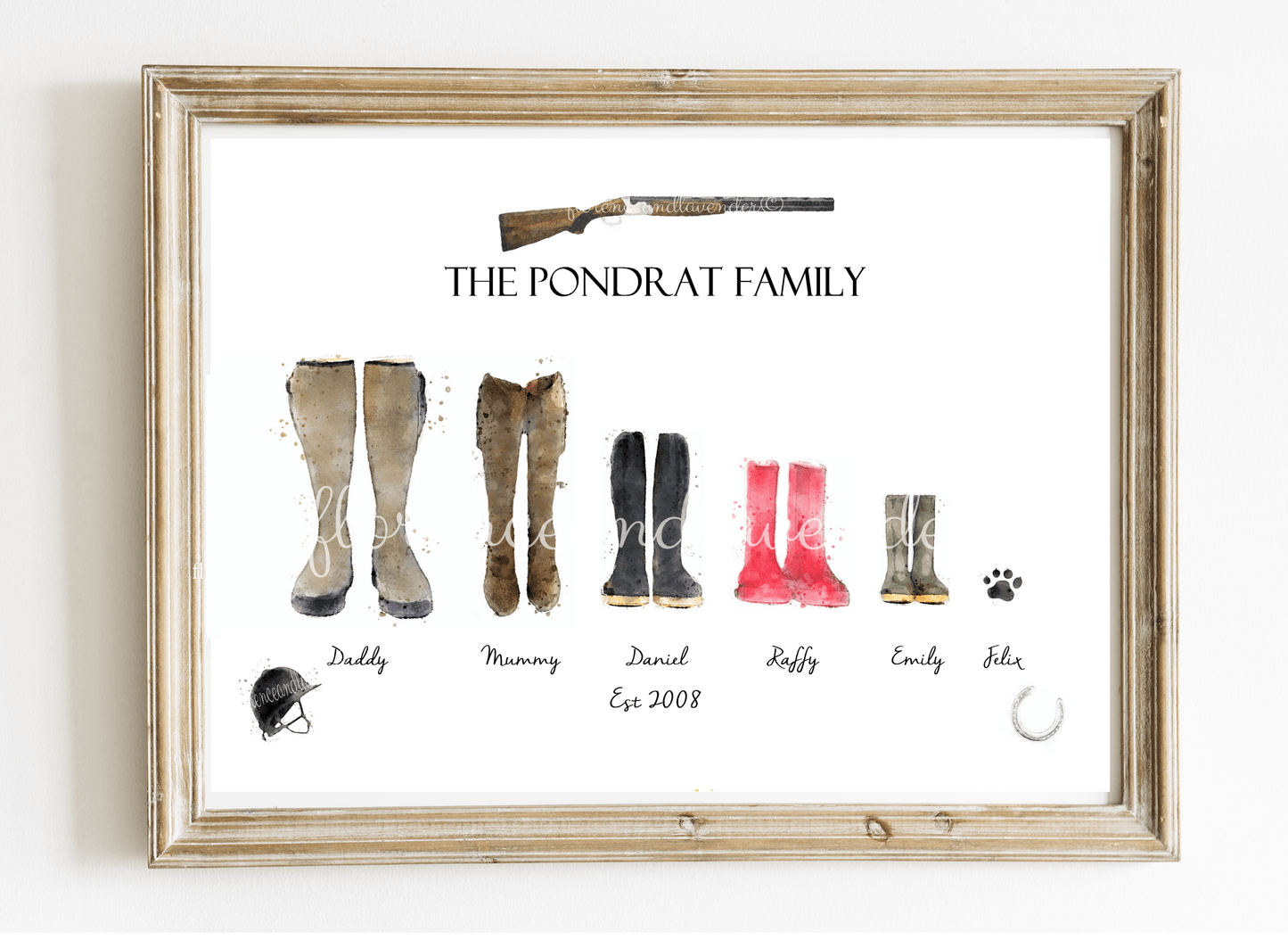 Country Family Welly Boots Print - Florence & Lavender