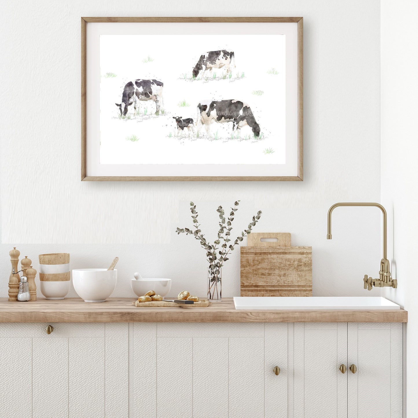 Watercolour Cow Print - 'Chewing The Cud' - Florence & Lavender