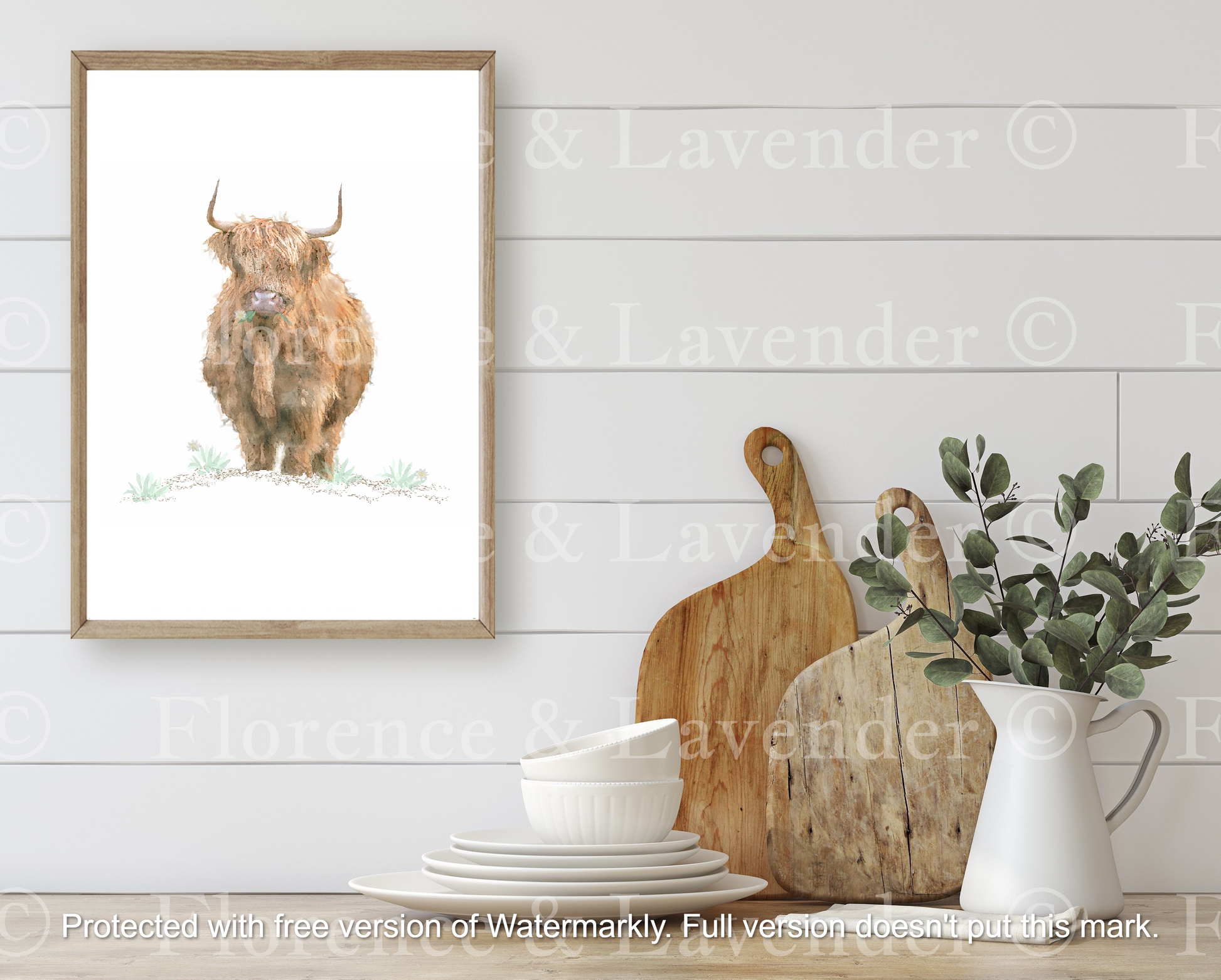 'Daisy' Highland Cow Print - Florence & Lavender