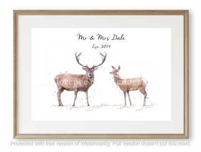 Personalised Deer Print - Florence & Lavender