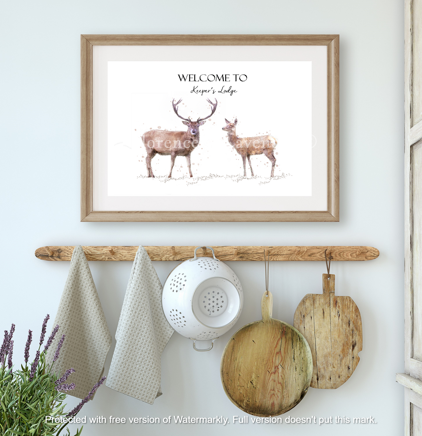 Watercolour Deer Print – Florence & Lavender