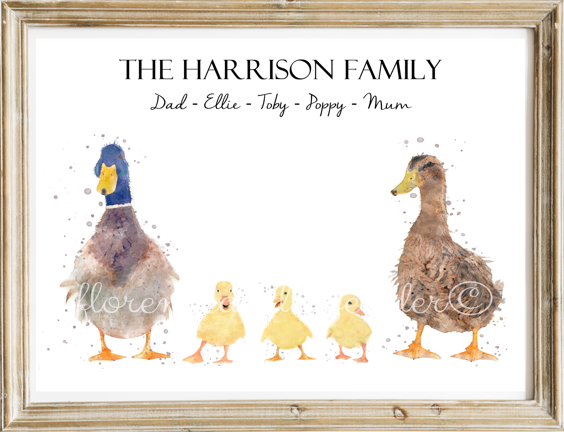 Personalised Duck Family Print - Florence & Lavender