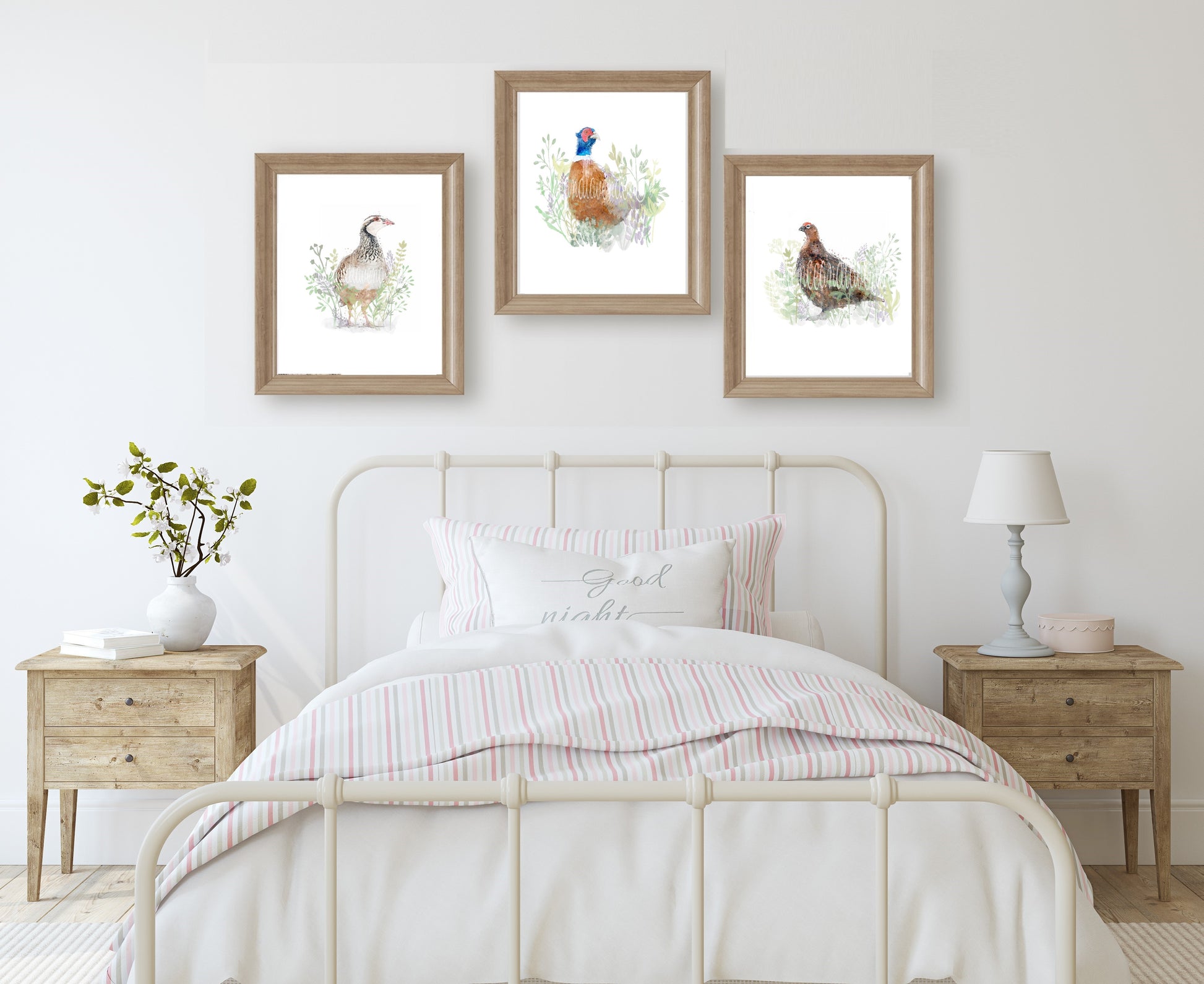 Trio of game bird prints - Florence & Lavender