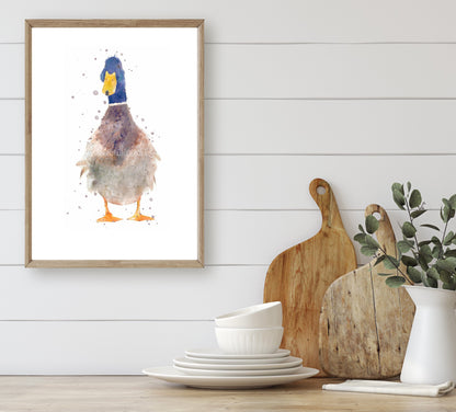 Watercolour Duck Print - 'Gordon' - Florence & Lavender