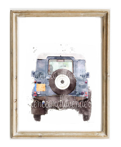 ''Hide & Seek'' - Defender & Spaniel print - Florence & Lavender