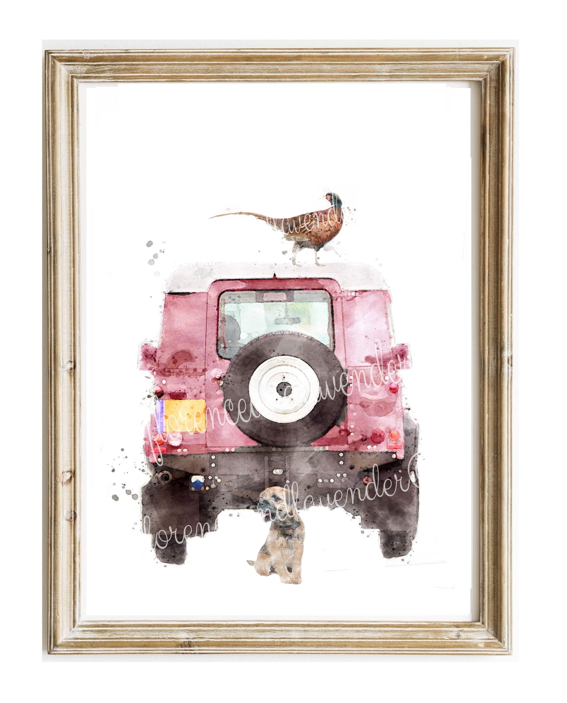 ''Hide & Seek'' - Defender & Spaniel print - Florence & Lavender