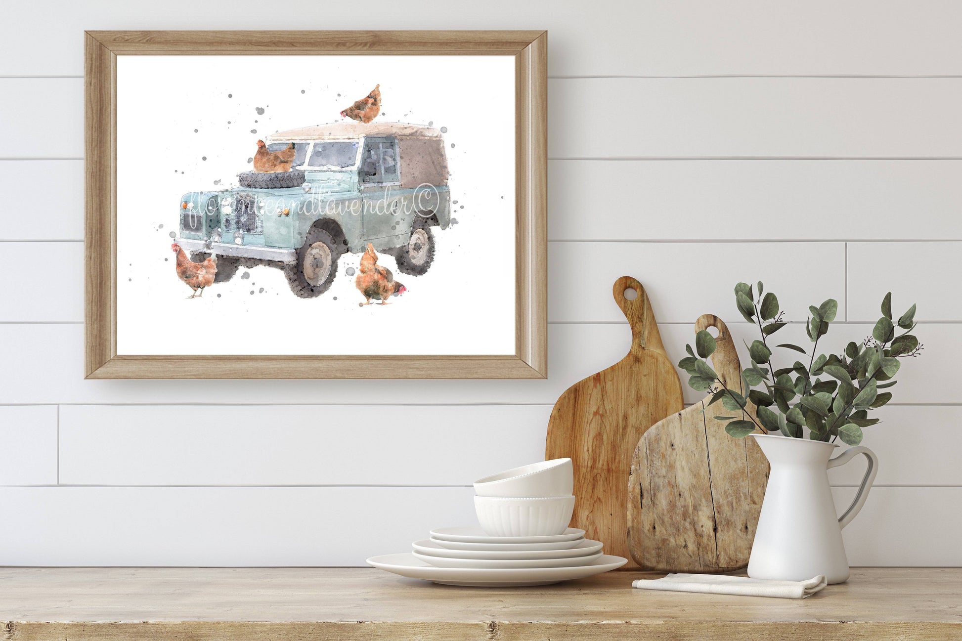 Landrover & Chicken Print - Florence & Lavender