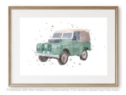 Personalised Landrover print - Florence & Lavender