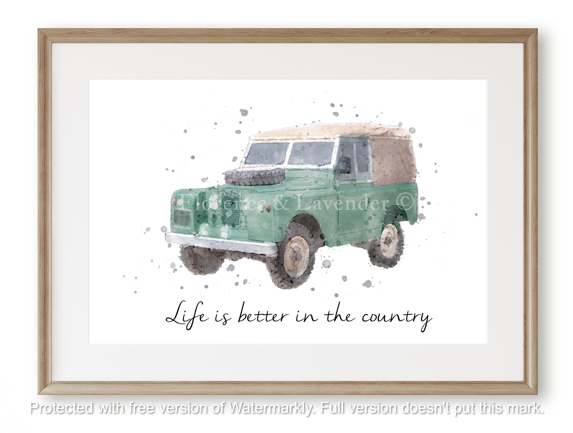 Personalised Landrover print - Florence & Lavender