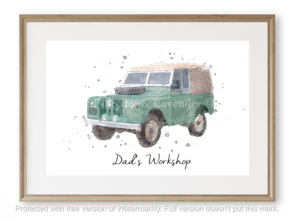 Personalised Landrover print - Florence & Lavender