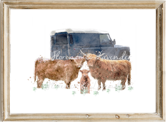 Landy & Highland Cow Print - Florence & Lavender