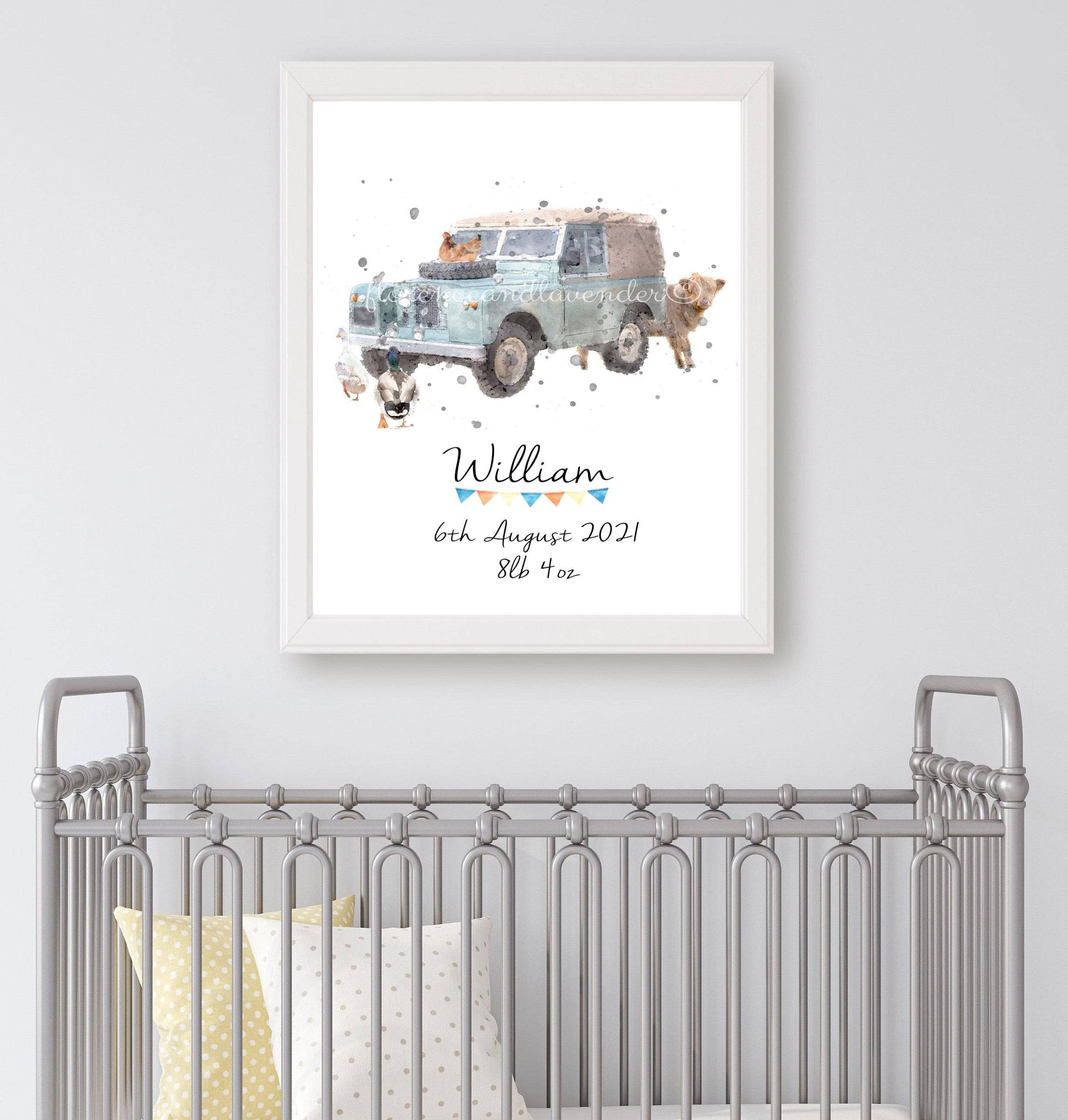 Personalised Children's Landrover print - Florence & Lavender