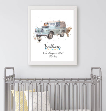 Personalised Children's Landrover print - Florence & Lavender