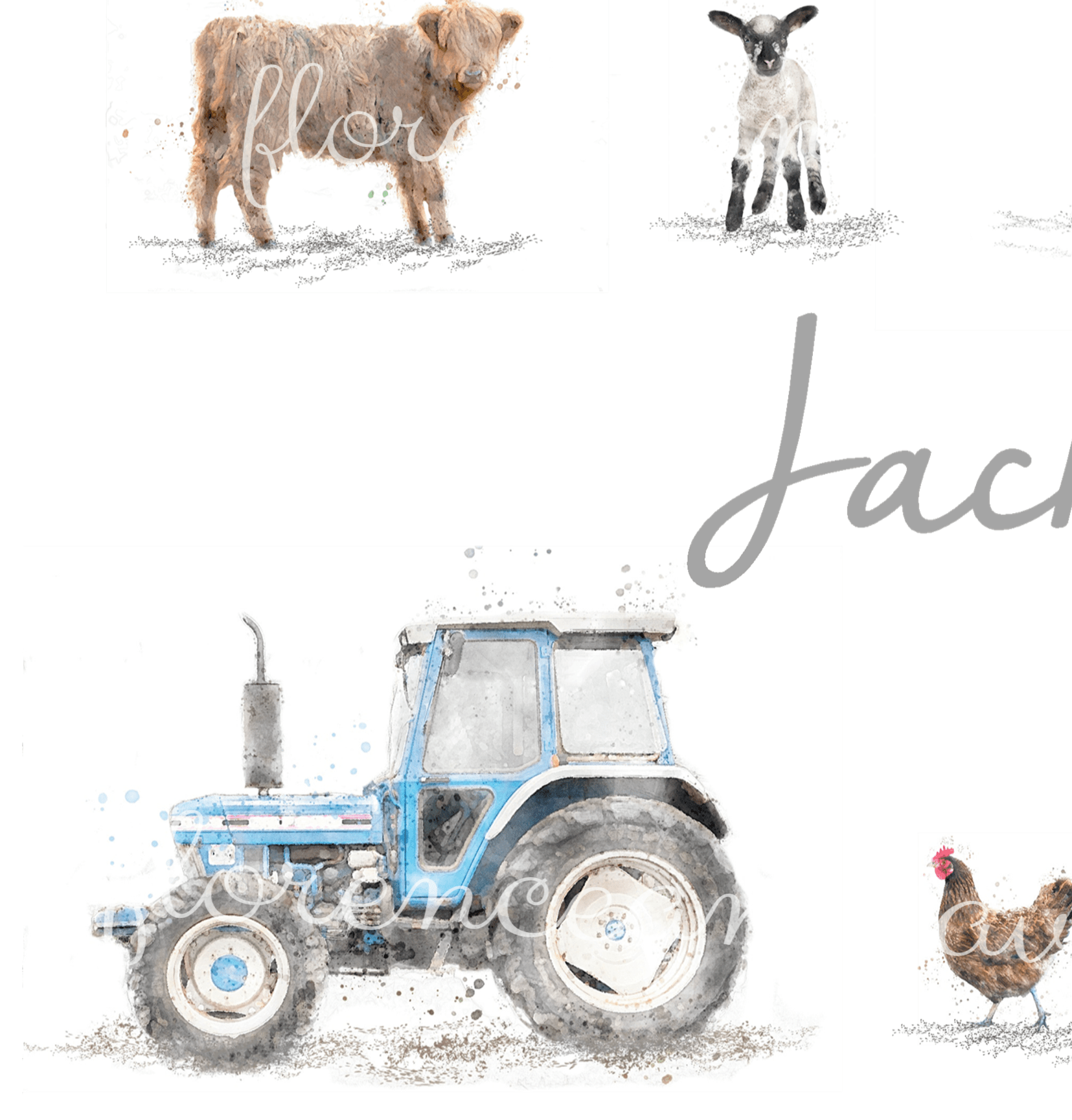 Personalised Childrens Farm Name Print - Florence & Lavender
