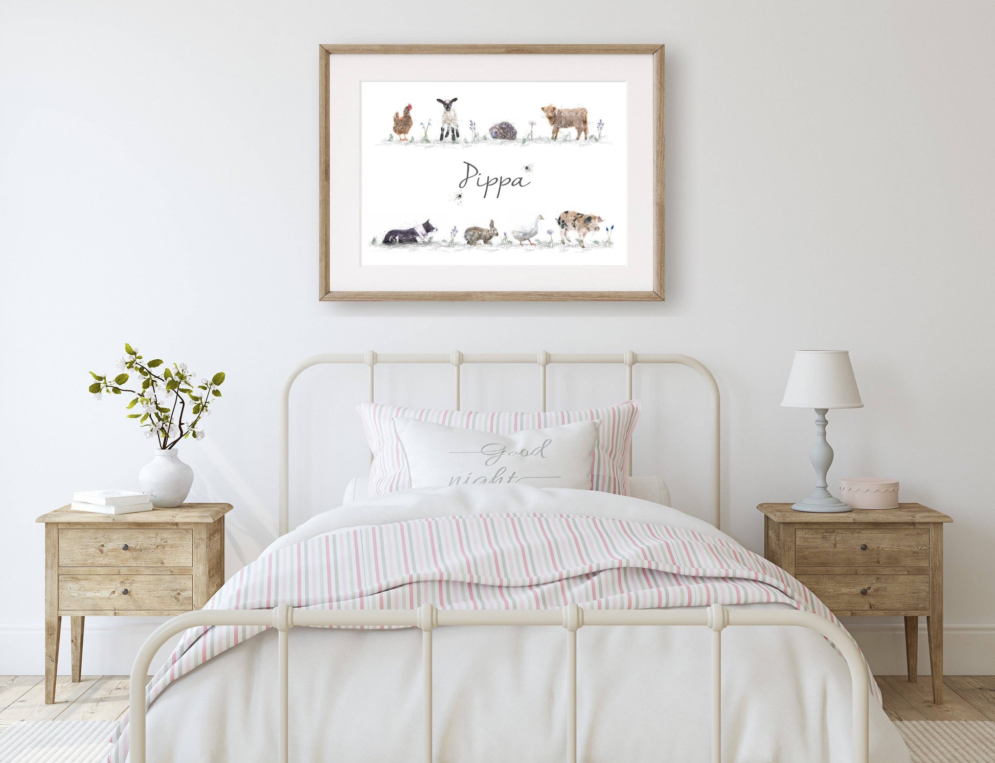Personalised Farm & Wildlife Animal Print - Florence & Lavender