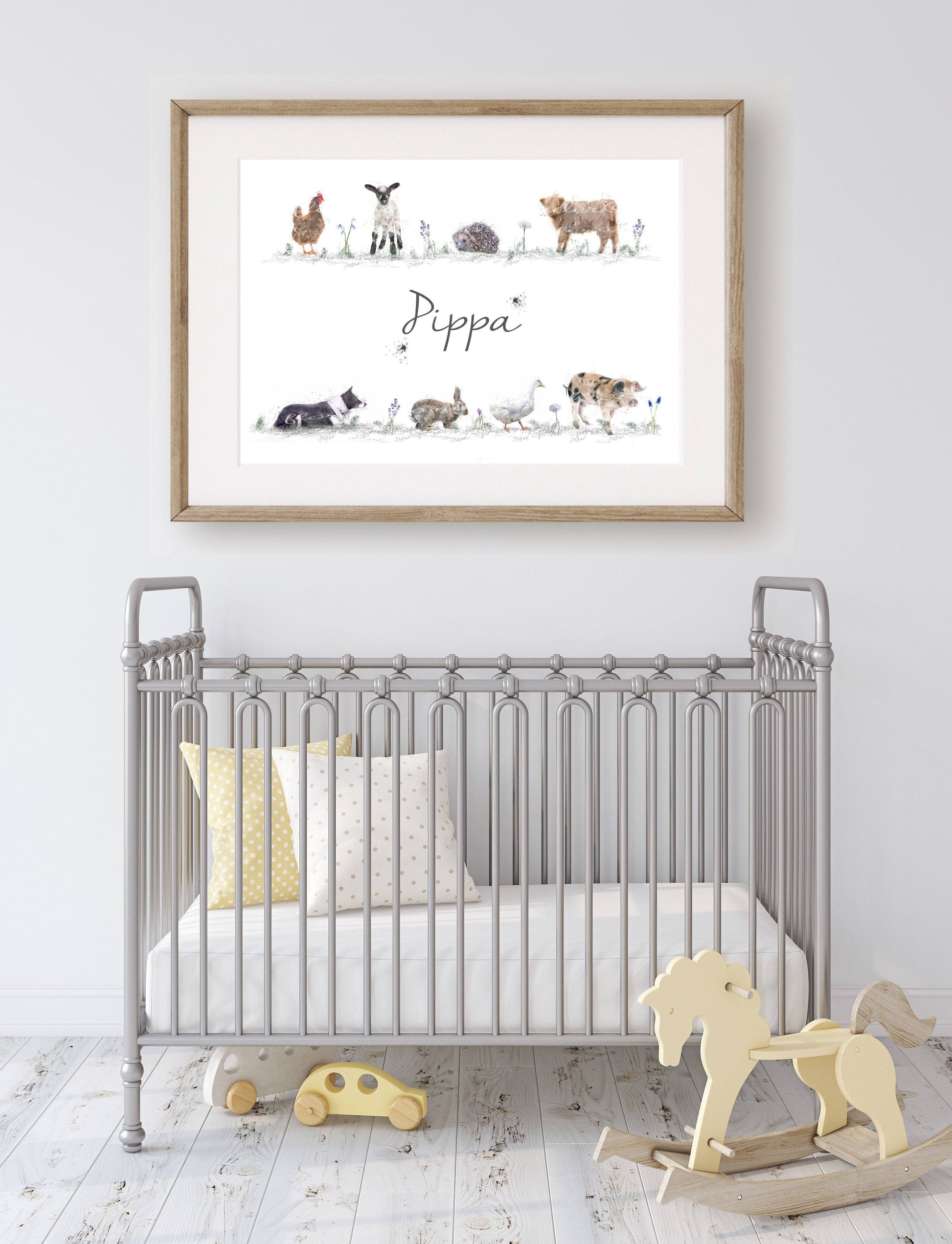 Personalised Farm & Wildlife Animal Print - Florence & Lavender
