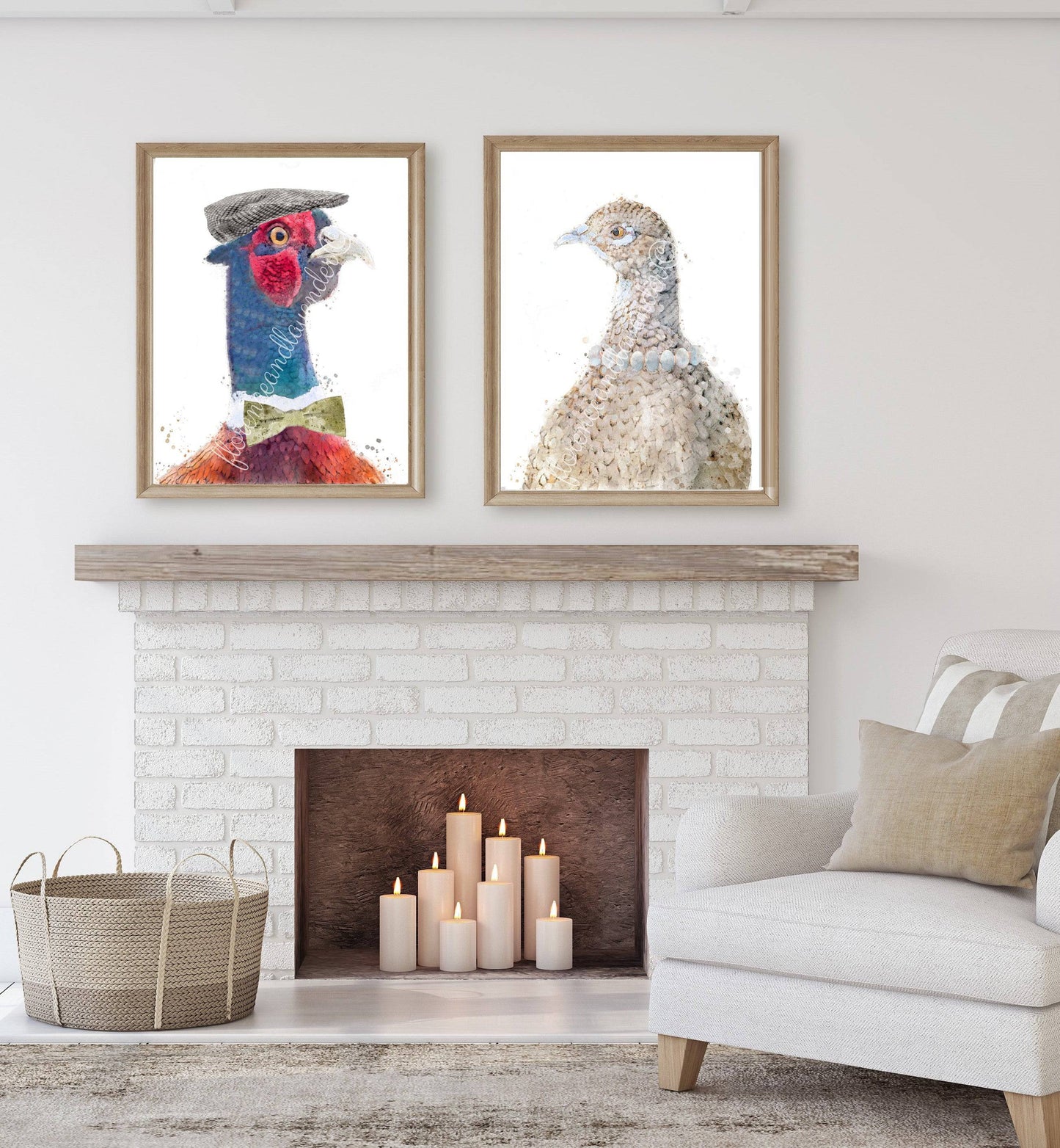 Personalised 'Lord & Lady' Pheasant Prints - Florence & Lavender