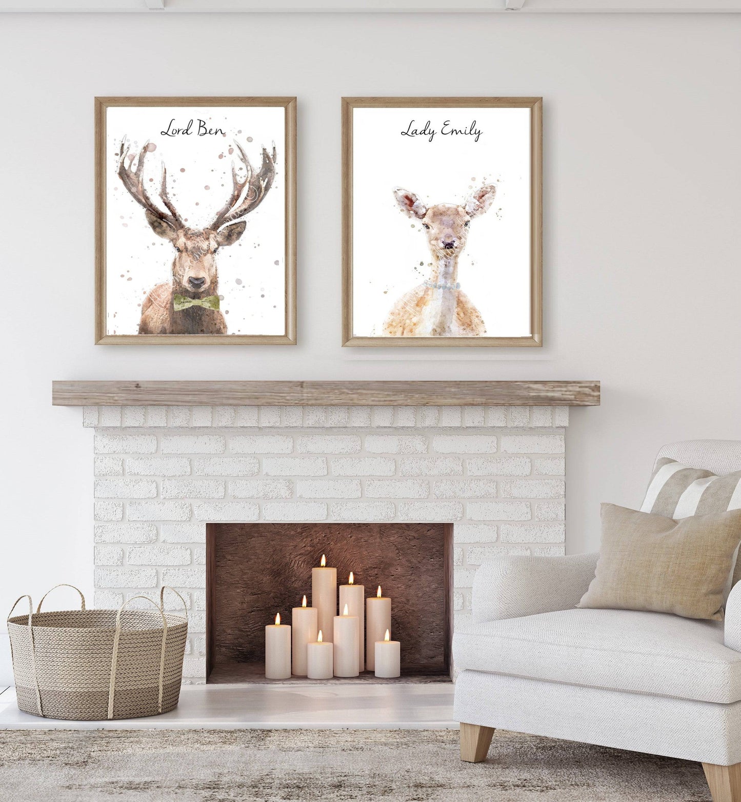 Personalised 'Lord & Lady' Stag & Doe Prints - Florence & Lavender