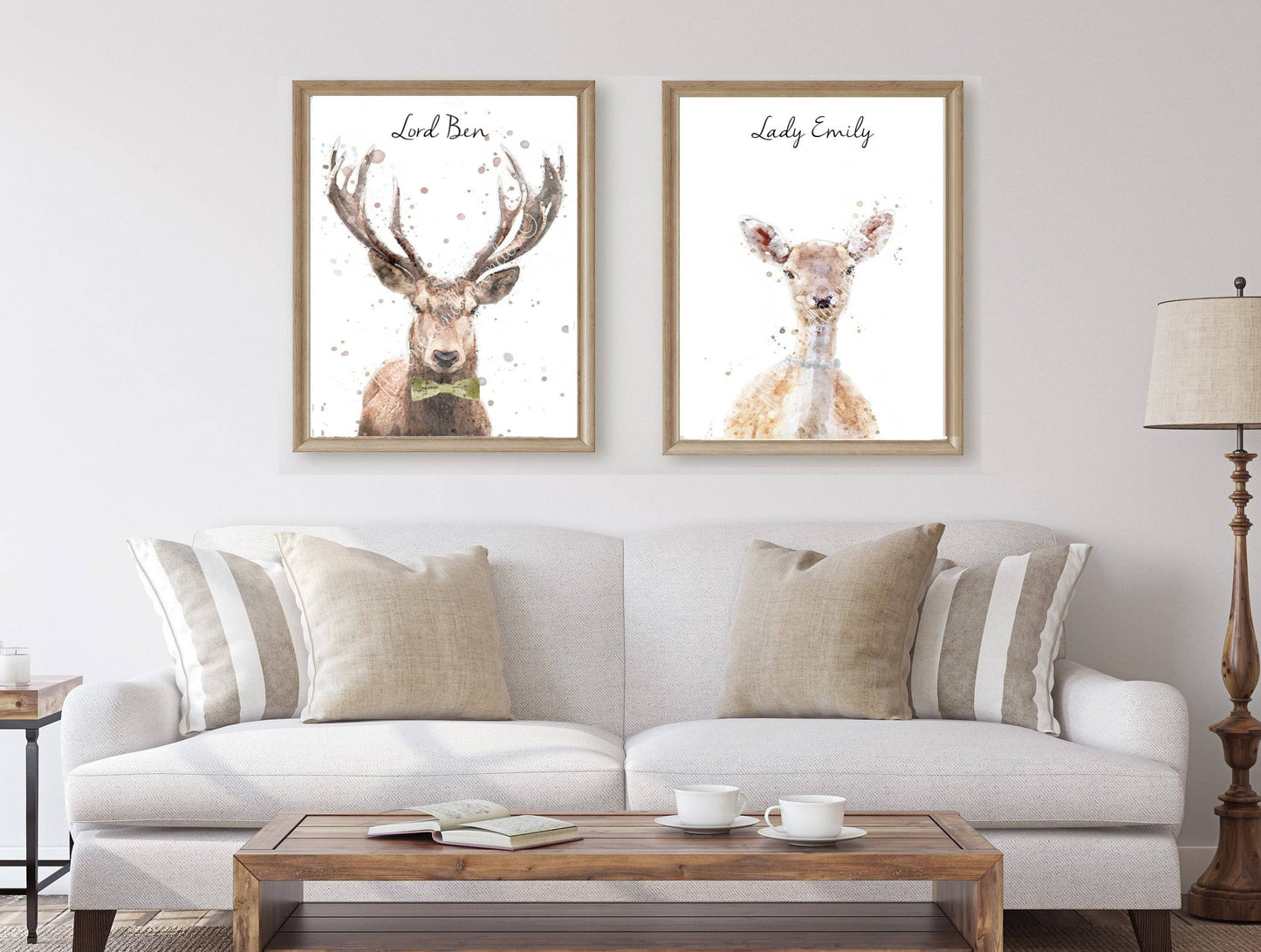 Personalised 'Lord & Lady' Stag & Doe Prints - Florence & Lavender