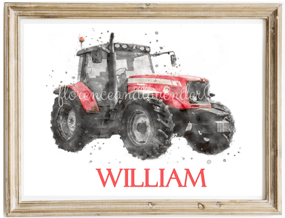 Personalised Massey Ferguson Tractor Print - Florence & Lavender