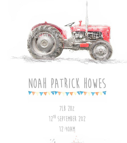 Personalised New Baby Announcement - Massey Ferguson - Florence & Lavender