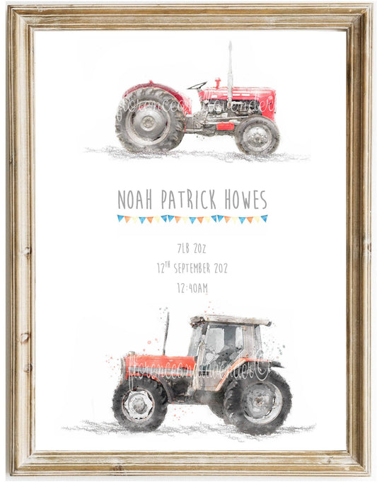 Personalised New Baby Announcement - Massey Ferguson - Florence & Lavender