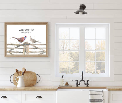 Personalised Pheasants On Country Gate - Florence & Lavender