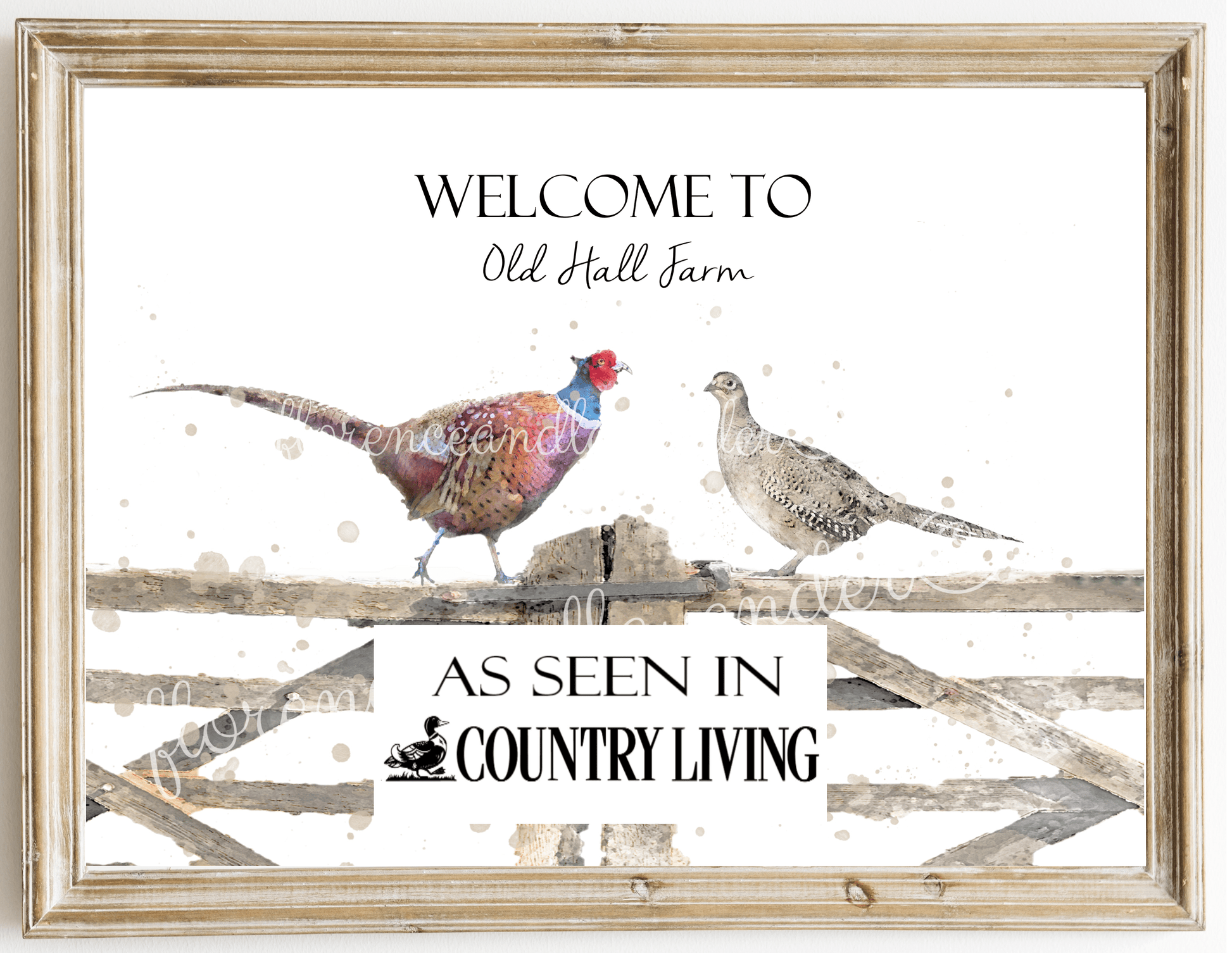 Personalised Pheasants On Country Gate - Florence & Lavender