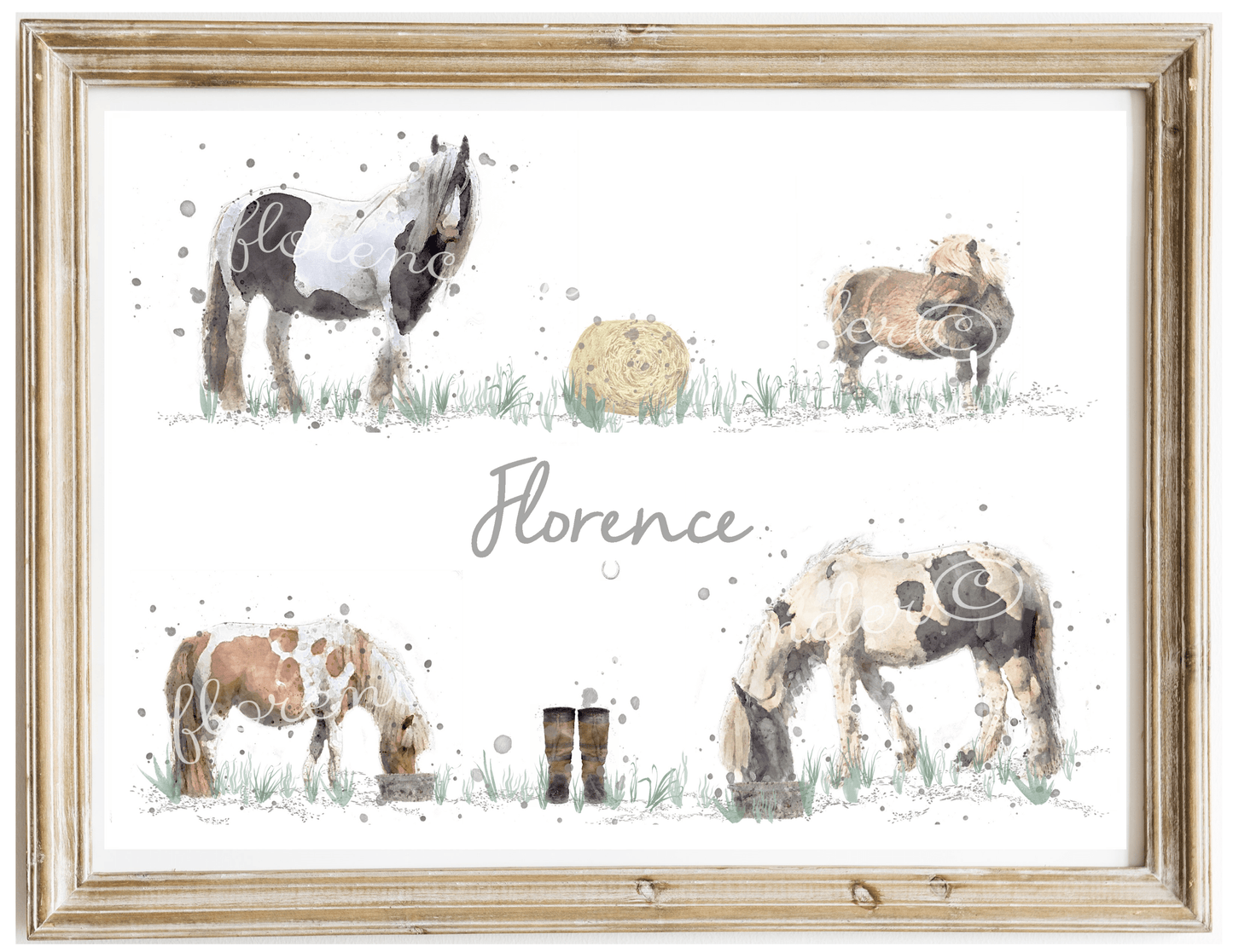 Personalised Pony Name Print - Florence & Lavender