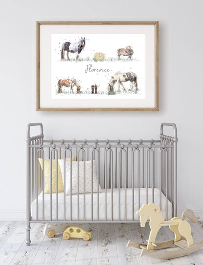 Personalised Pony Name Print - Florence & Lavender