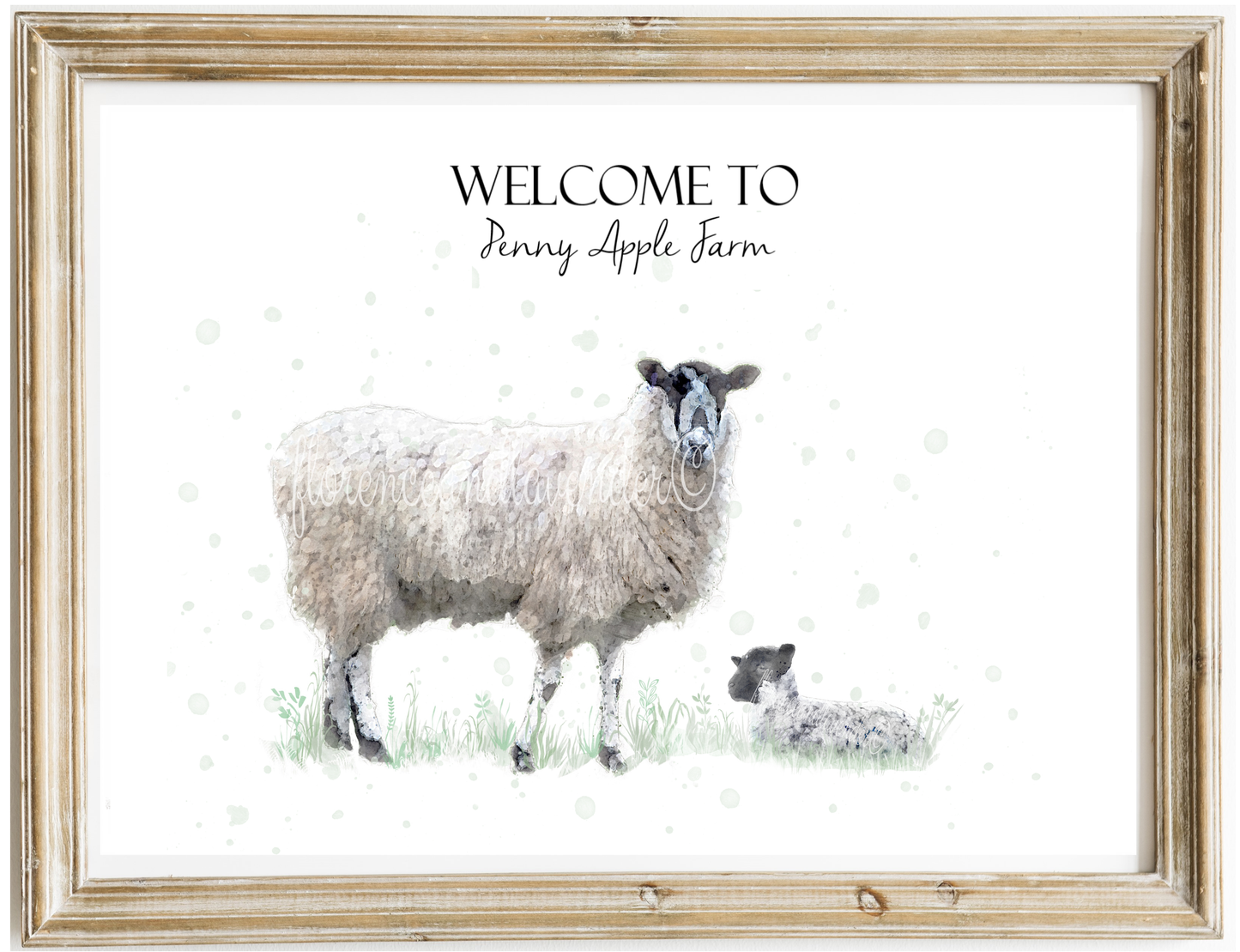 Personalised Sheep Print - Florence & Lavender