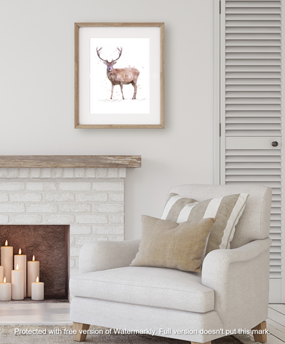 ''Rupert'' - Watercolour Stag Print - Florence & Lavender