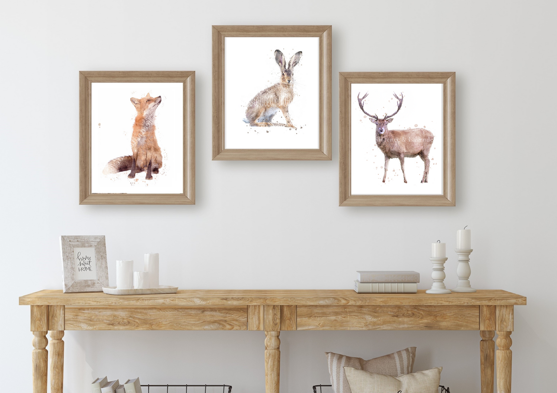 Trio Of Fox, Hare & Stag - Florence & Lavender
