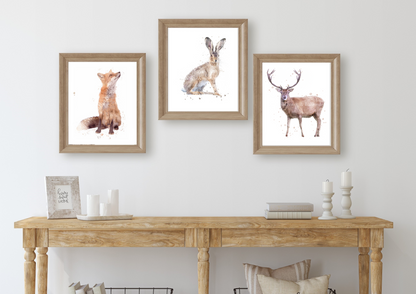 Trio Of Fox, Hare & Stag - Florence & Lavender