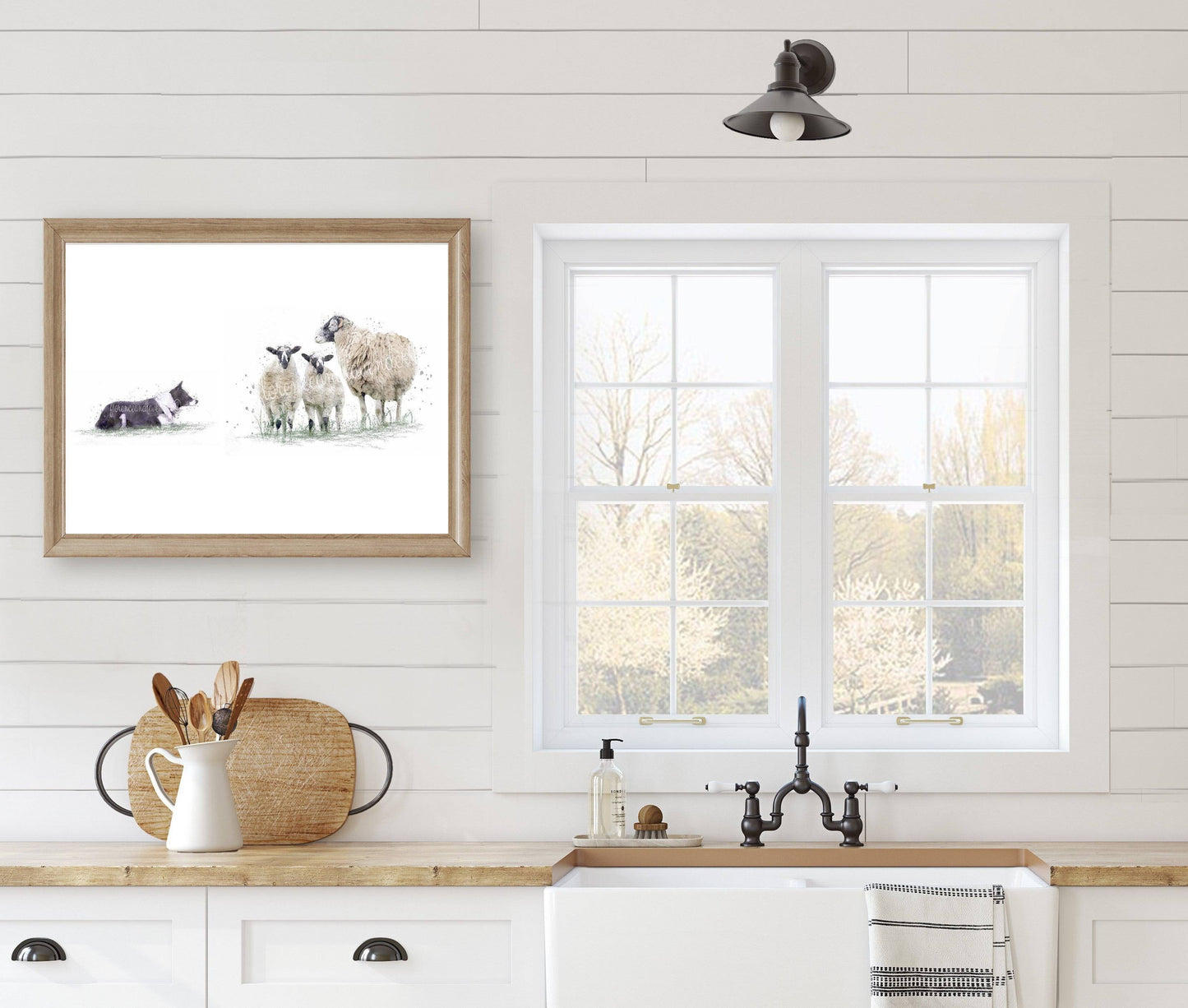 Swaledale Sheep & Border Collie Print - Florence & Lavender