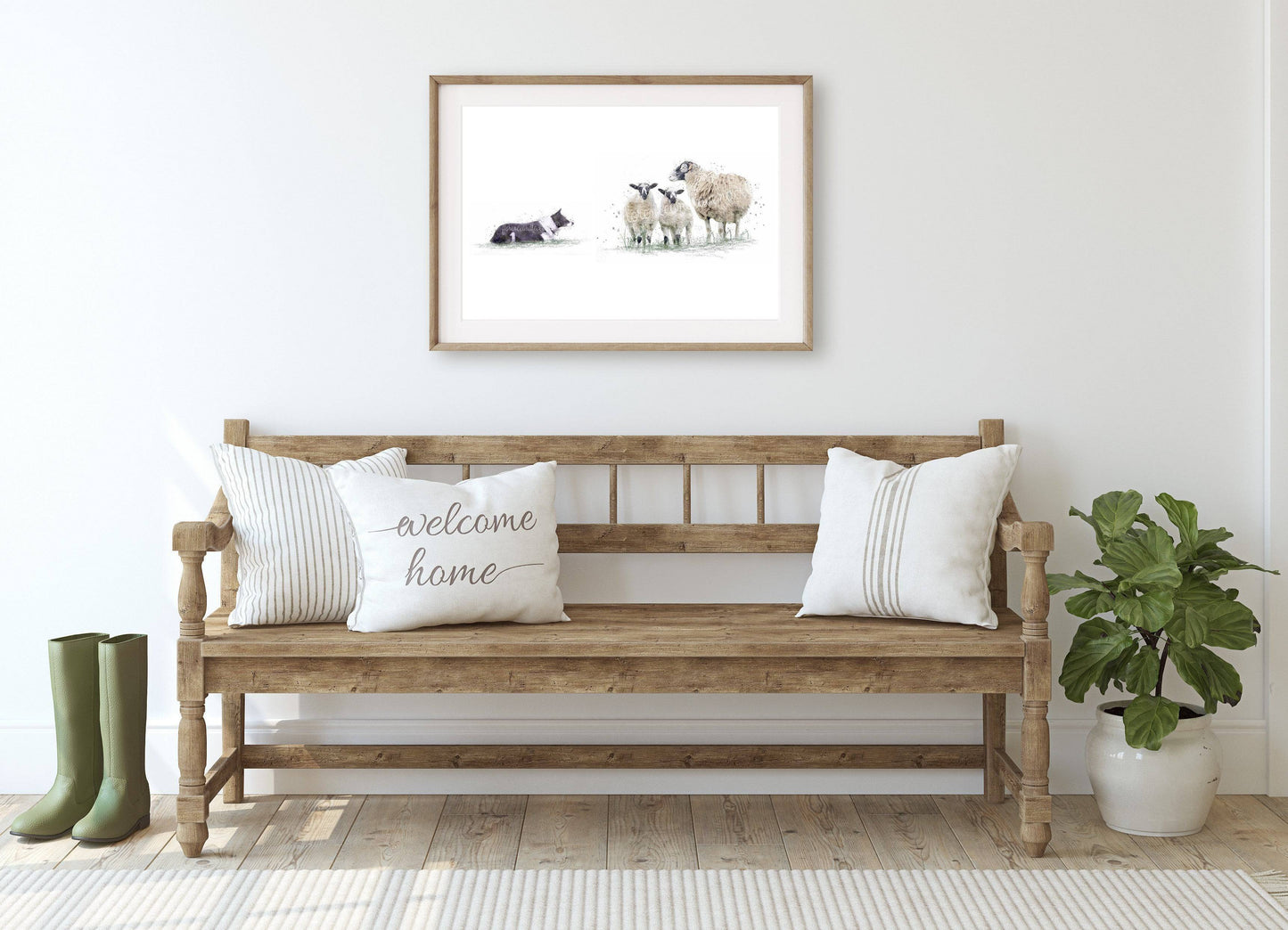 Swaledale Sheep & Border Collie Print - Florence & Lavender