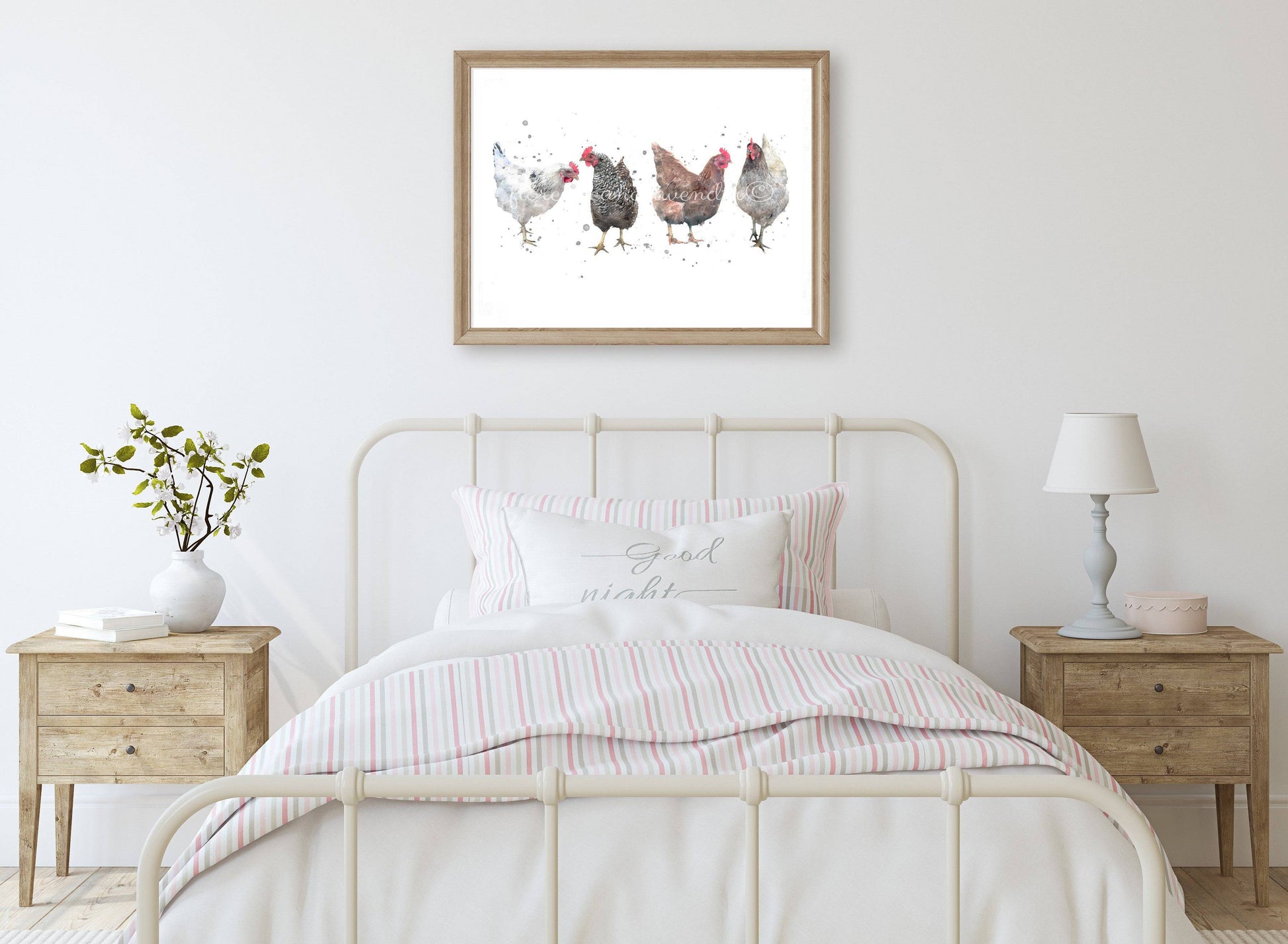 ''The Girls'' - Watercolour Chicken Print - Florence & Lavender