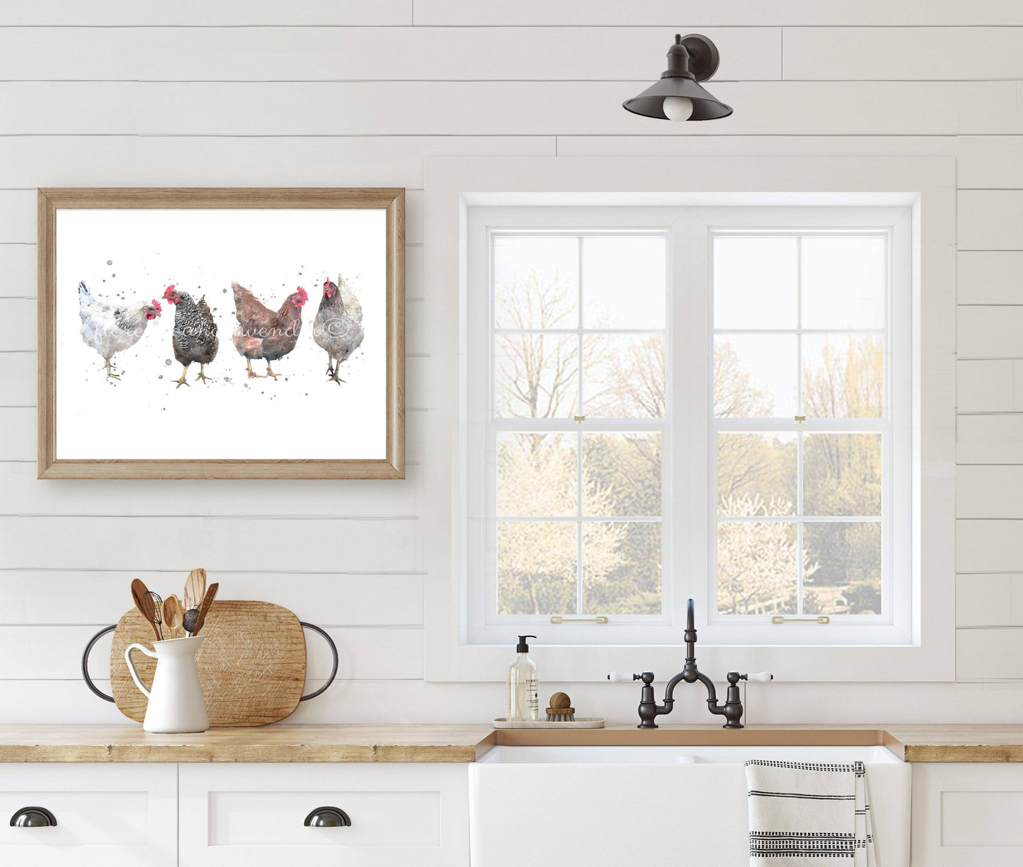 ''The Girls'' - Watercolour Chicken Print - Florence & Lavender
