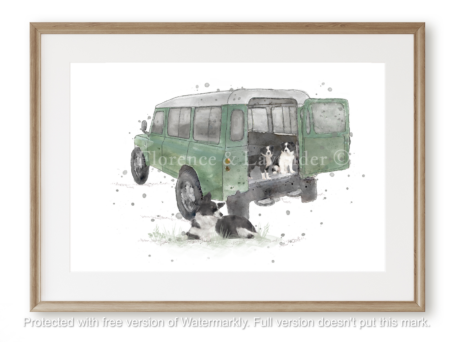 ''The Apprentices'' Landrover & Border Collie Print - Florence & Lavender