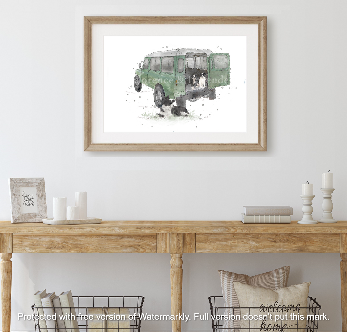 ''The Apprentices'' Landrover & Border Collie Print - Florence & Lavender