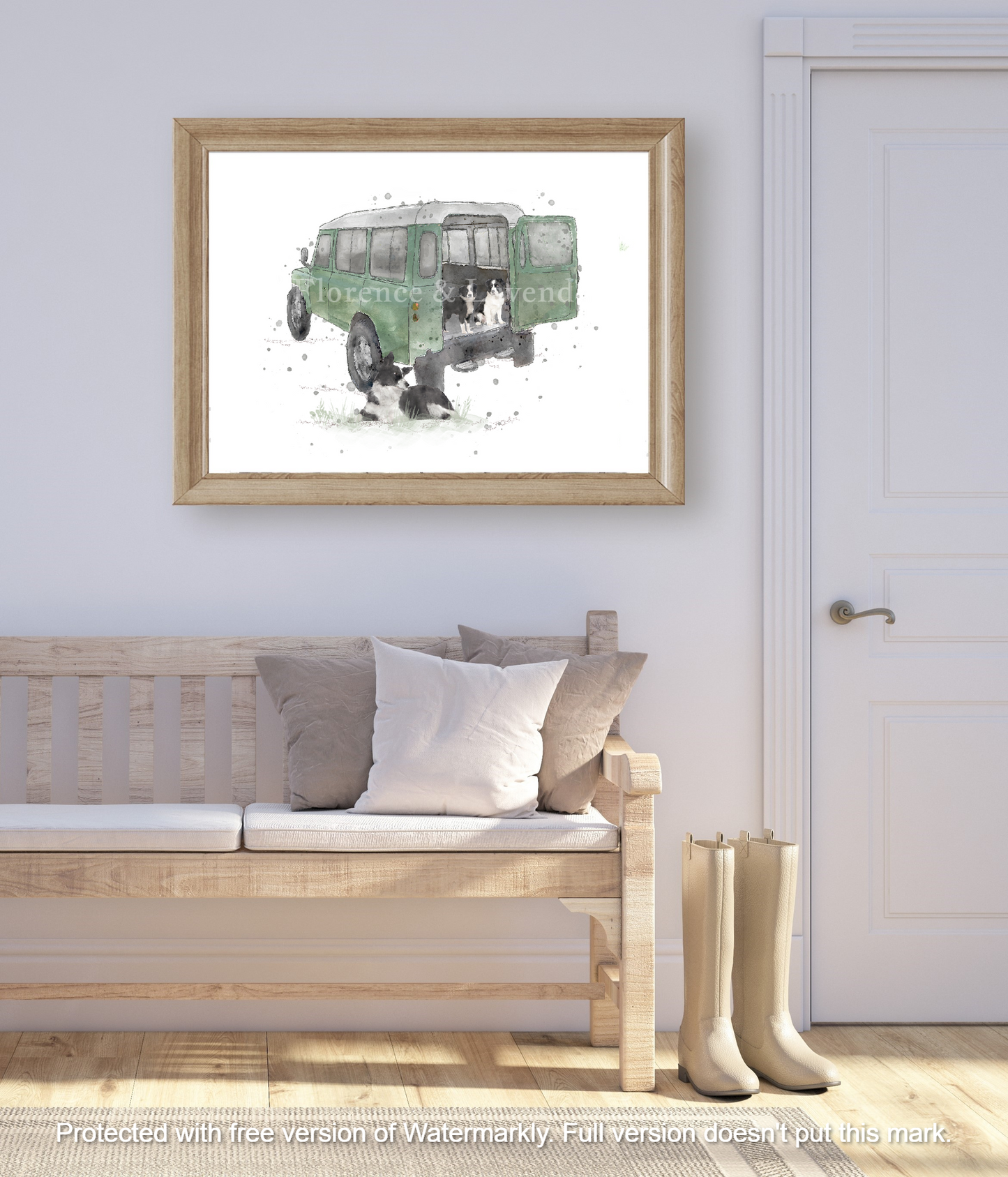 ''The Apprentices'' Landrover & Border Collie Print - Florence & Lavender