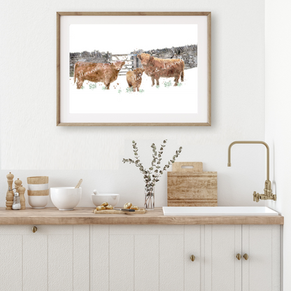 ''The Family'' Highland Cow Print - Florence & Lavender