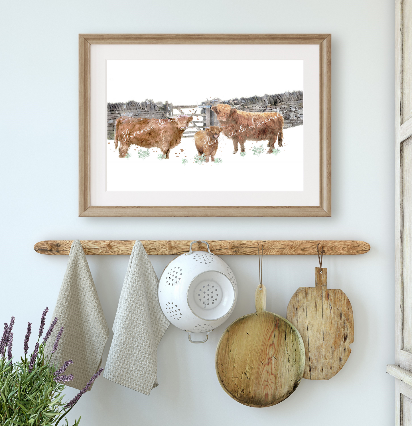 ''The Family'' Highland Cow Print - Florence & Lavender